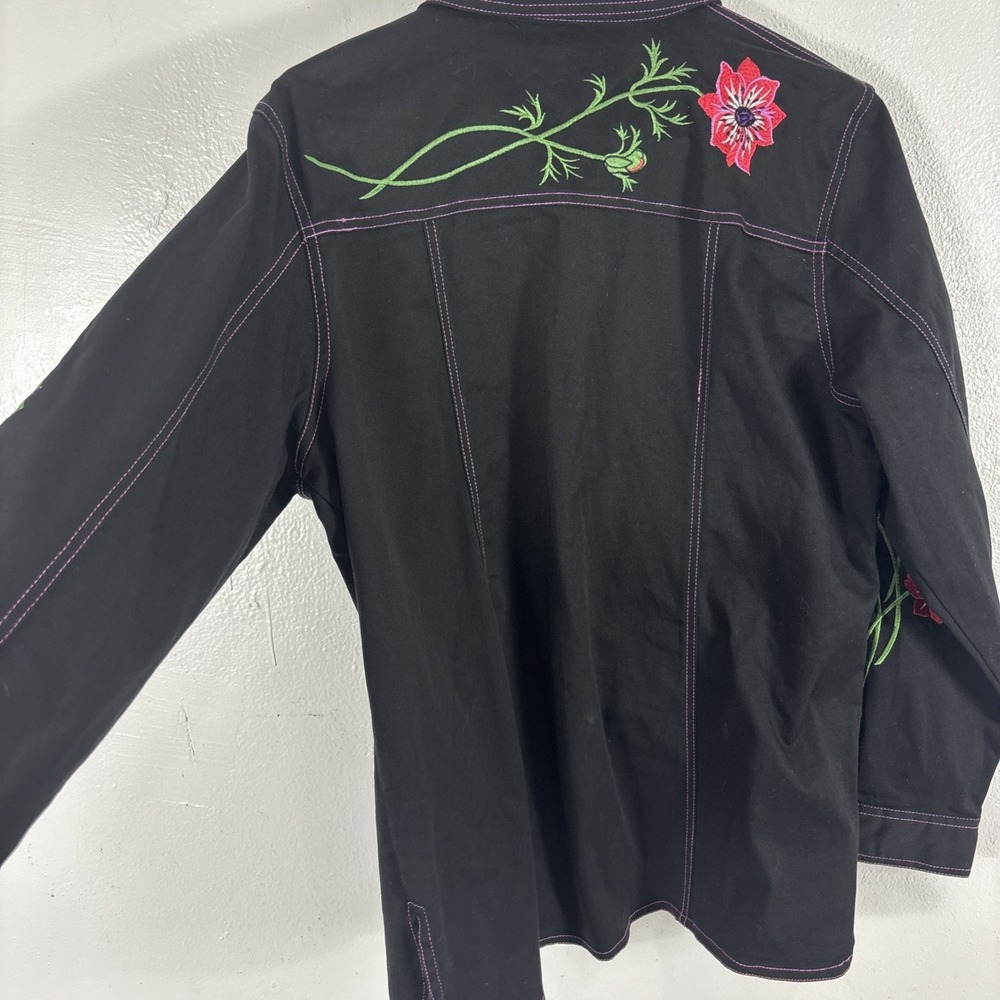 Bob Mackie Wearable Art Shirt Jacket Button-Up Embroidered Size M - Picture 2 of 7